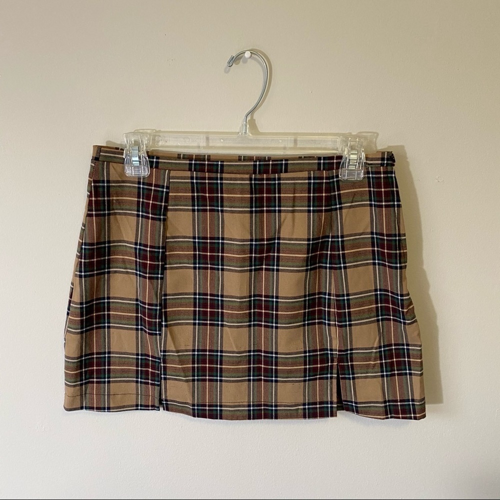 ❄️ Brown Plade Mini Skirt​​​​​